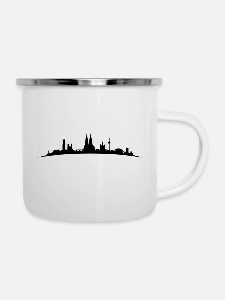 Skyline Köln Bogen - Emaille-Tasse - Weiß