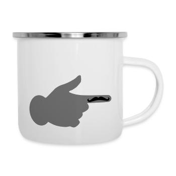 Moustache Finger - Emaille-Tasse - Weiß - Rechts