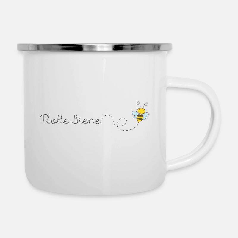 Flotte Biene - Emaille-Tasse - Weiß