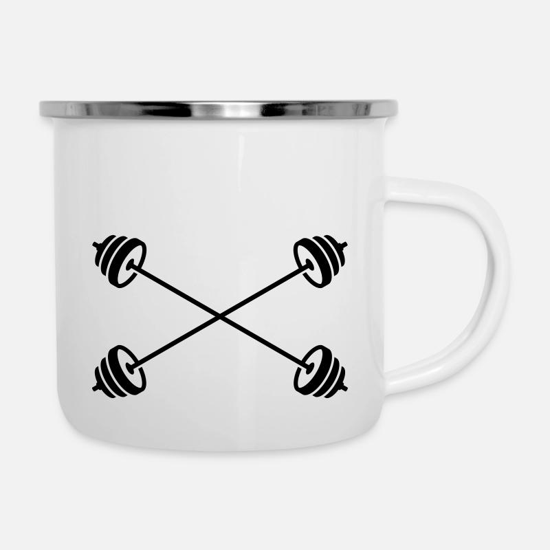 Crossed barbells - Camper Mug - white