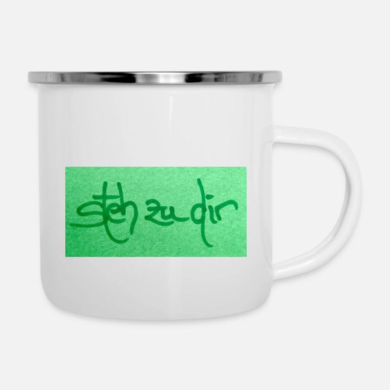 steh zu dir - Emaille-Tasse - Weiß