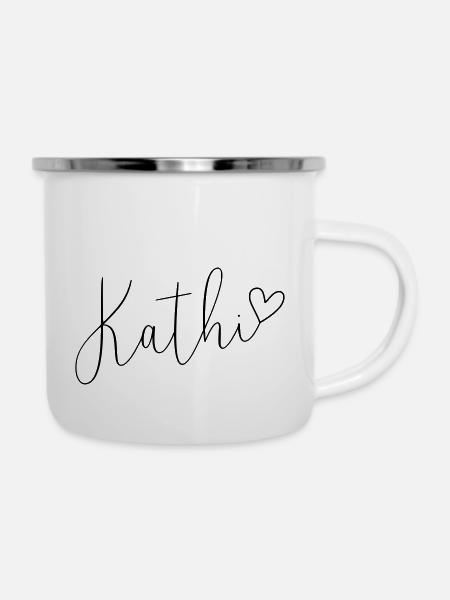 Kathi Name Vorname Mädchen - Emaille-Tasse - Weiß