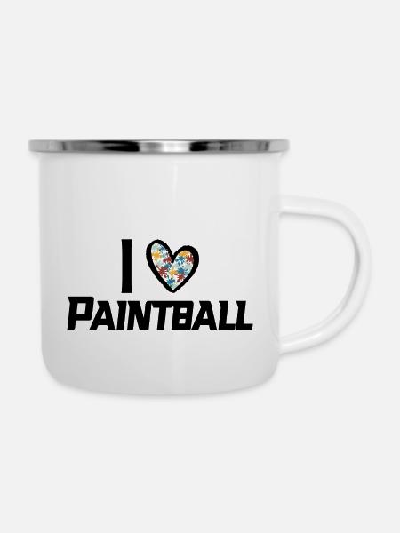 iLove Paintball (Black) - Emaille-Tasse - Weiß
