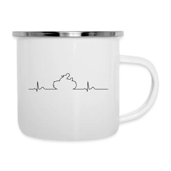 Motorrad Herzschlag, Liebe, Chopper - Emaille-Tasse - Weiß - Rechts