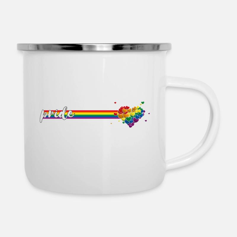 Long Rainbow Flag Hearts Splash Pride - Camper Mug - white