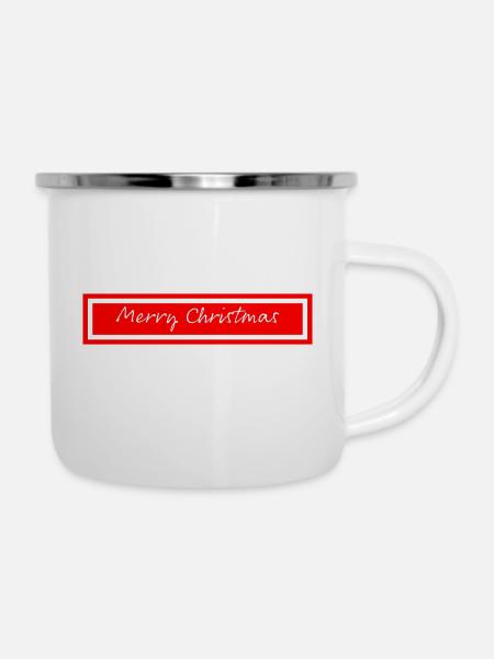 Merry Christmas - Emaille-Tasse - Weiß