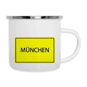 ortsschild münchen - Emaille-Tasse - Weiß - Rechts