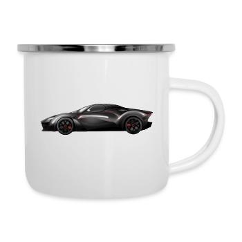 Glossy black supercar design - Camper Mug - white - Right
