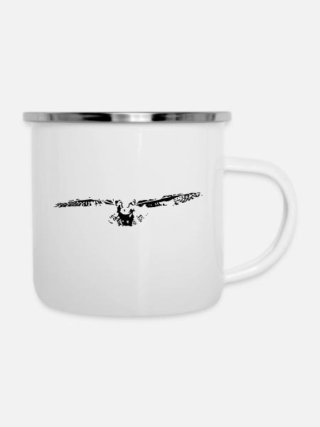 Owl - Emaille-Tasse - Weiß