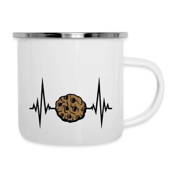 heart rate frequency pulse cookie biscuit chocolate delicious - Camper Mug - white - Right