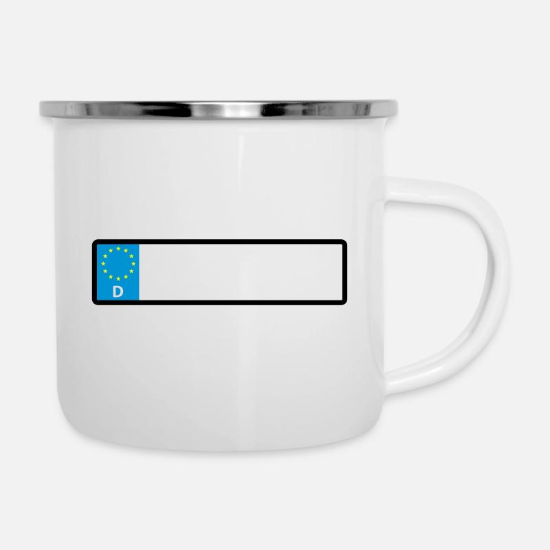 Namensschild - Emaille-Tasse - Weiß