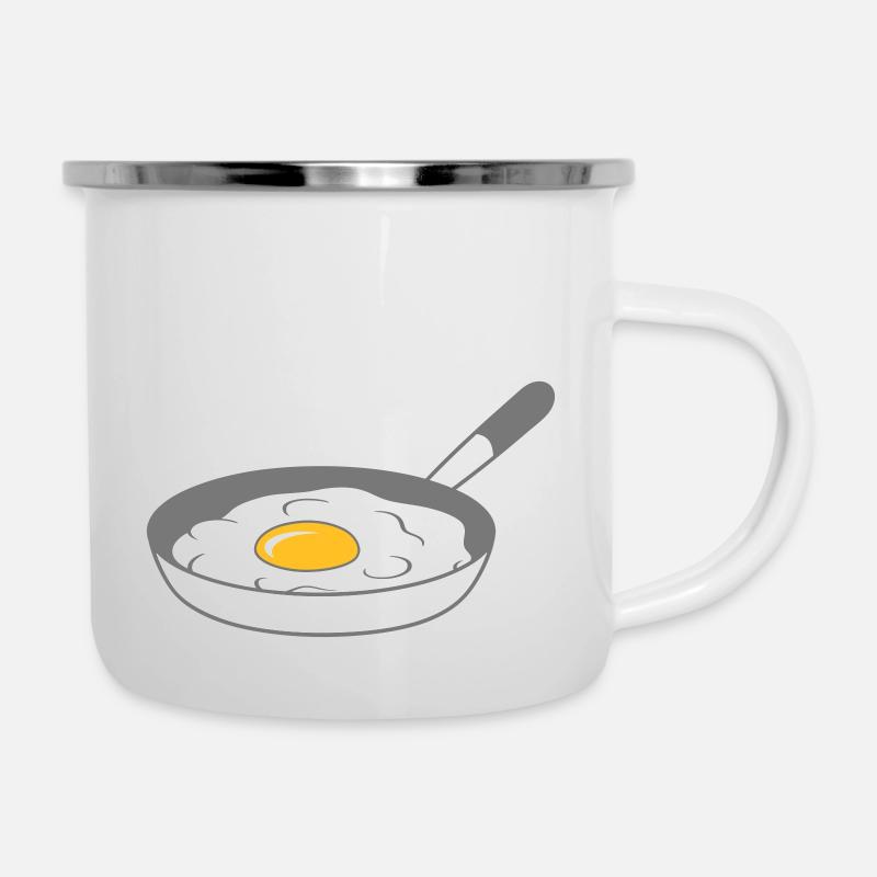 bratpfanne spiegelei kochen braten essen ei eigelb - Emaille-Tasse - Weiß