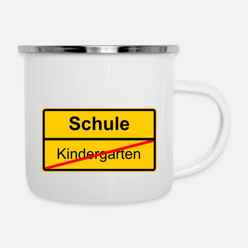 Kindergarten Schule - Emaille-Tasse - Weiß