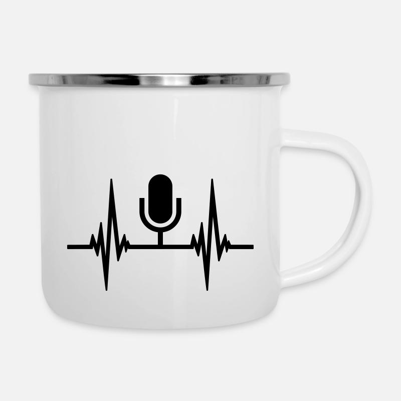 Puls Herzschlag Mikrofon - Emaille-Tasse - Weiß