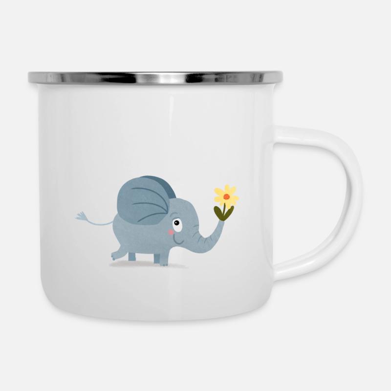 Éléphant mignon - Tasse émaillée - blanc