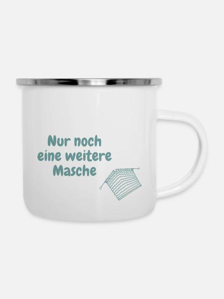 Nur noch eine weitere Masche - Emaille-Tasse - Weiß
