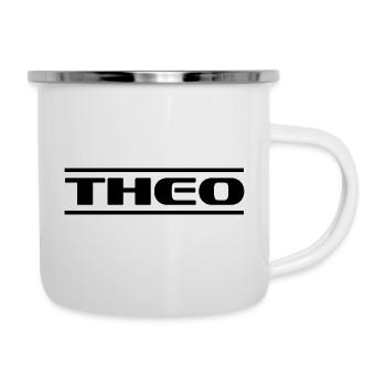 Theo Name - Emaille-Tasse - Weiß - Rechts