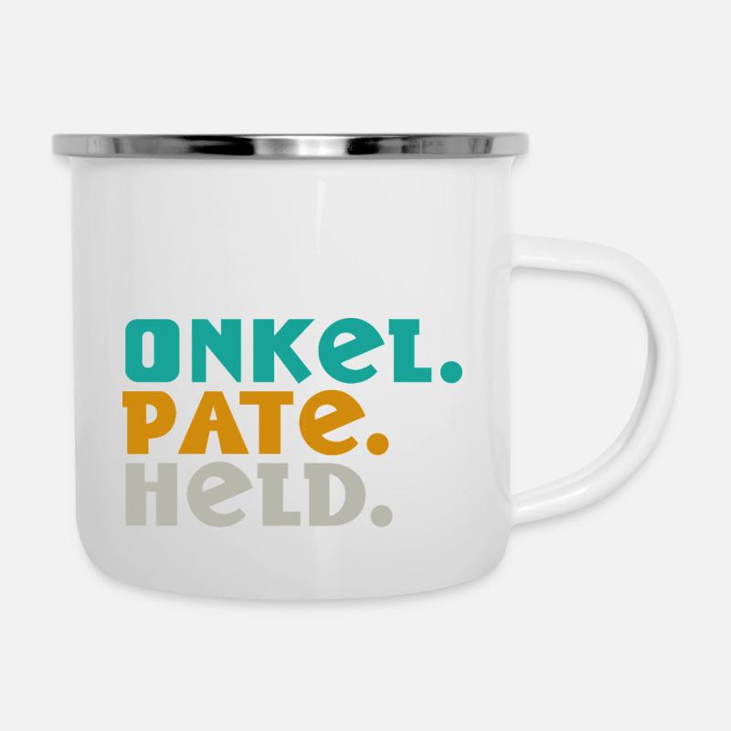 Onkel. Pate. Held. – Drei Worte, ein Lebensstil - Emaille-Tasse - Weiß