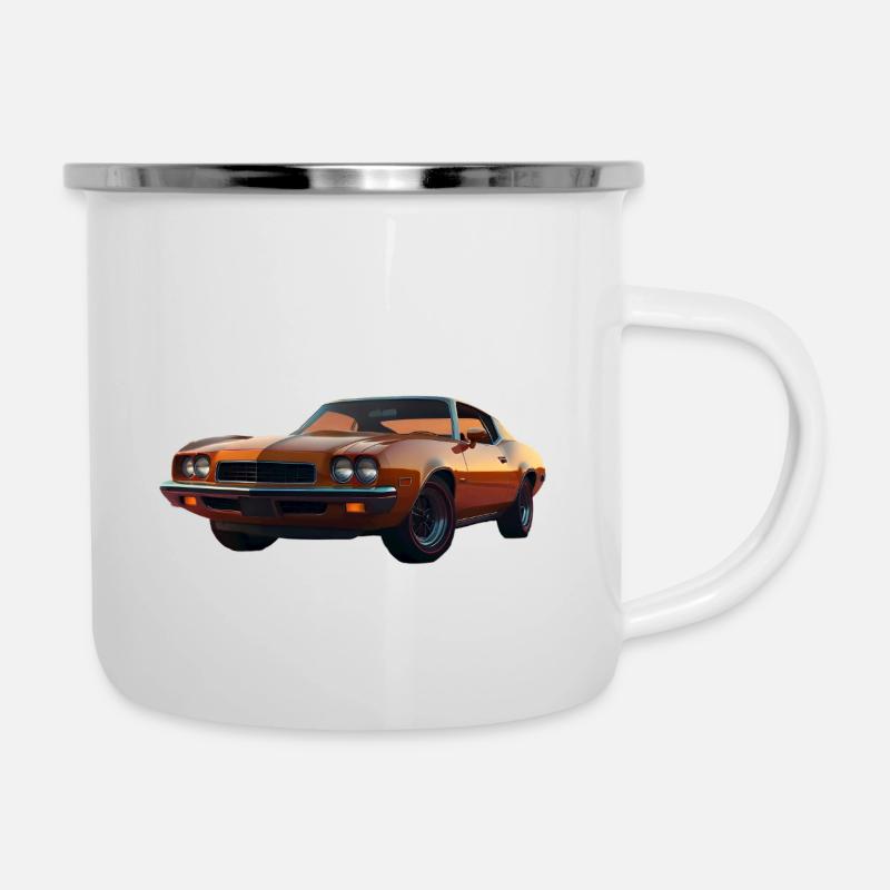 Muscle Car classique - Tasse émaillée - blanc