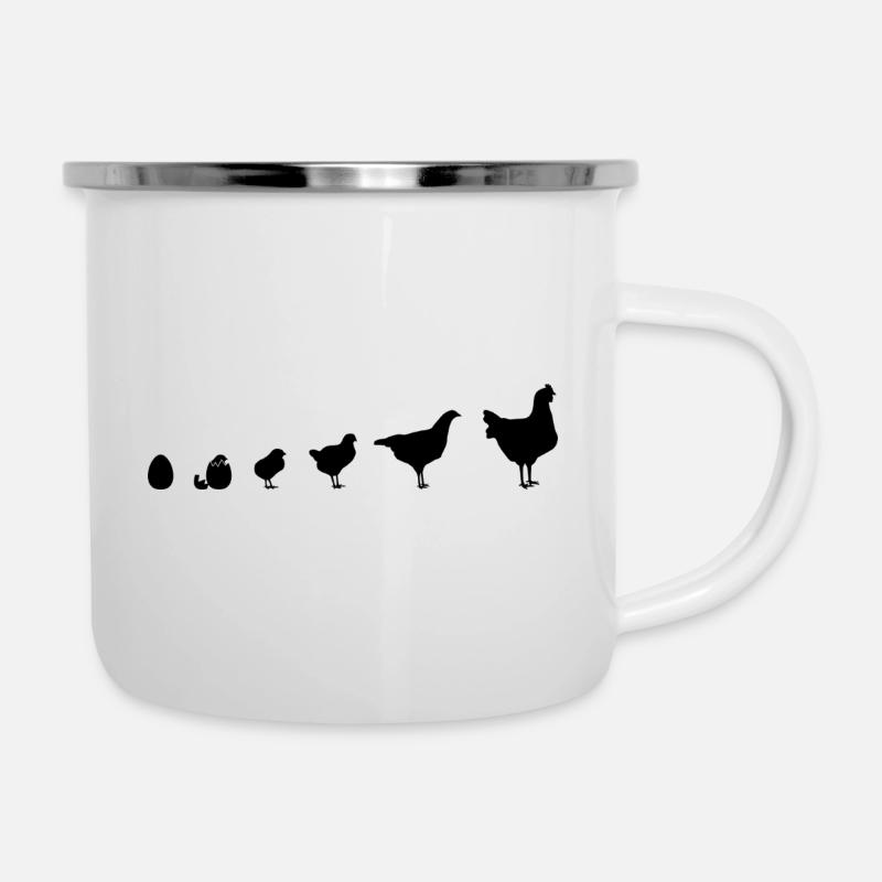 Instantané Famille de poussins, Poulet, Évolution, - Tasse émaillée - blanc