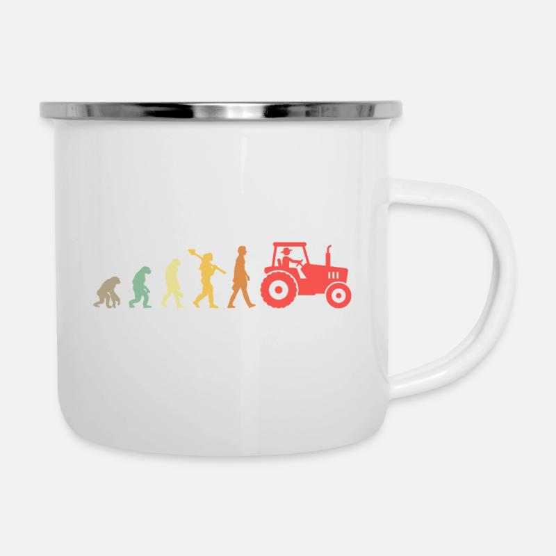 Evolution Tractor _ Farmer - Camper Mug - white