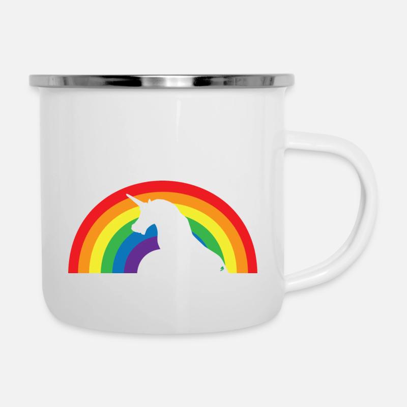 Einhorn Regenbogen - Emaille-Tasse - Weiß