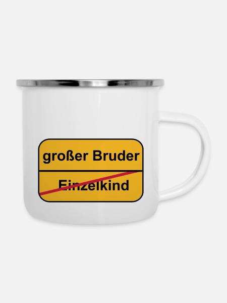 großer Bruder - Emaille-Tasse - Weiß