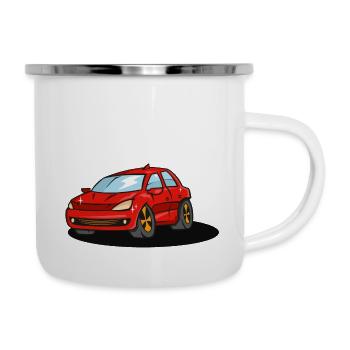 red_car - Emaille-Tasse - Weiß - Rechts