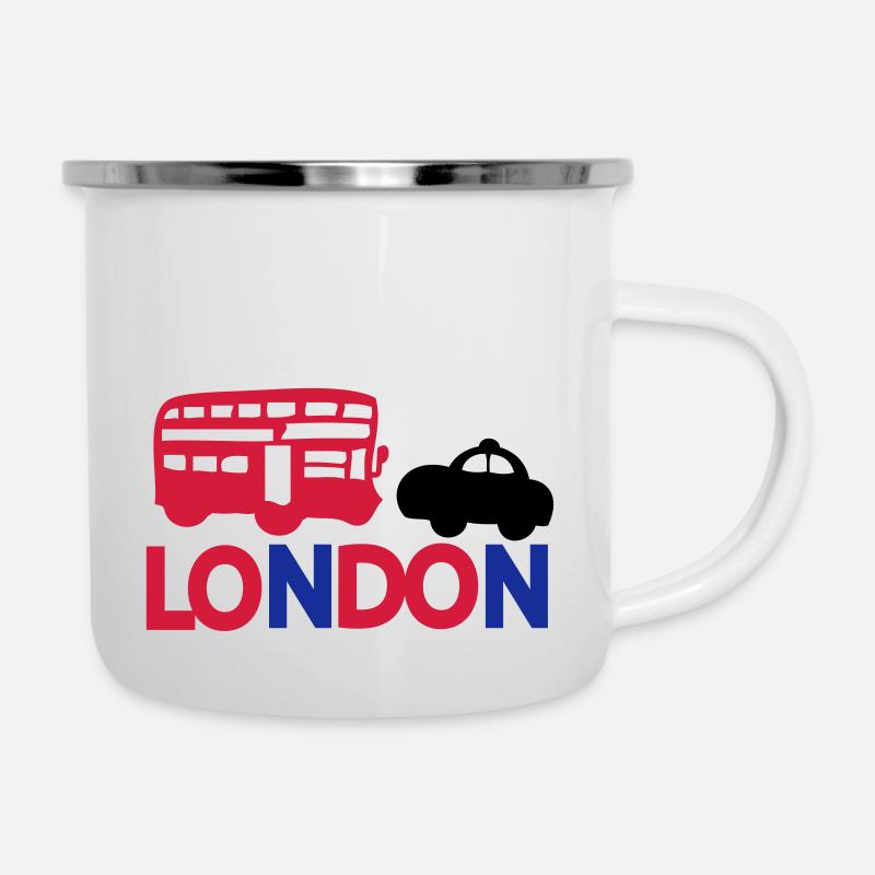 LONDON BLACK CAP ROUGE & BUS - Tasse émaillée - blanc