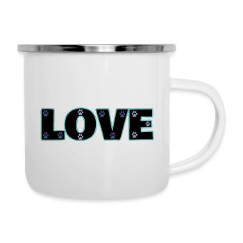 Amour pattes de chat bleu - Tasse émaillée - blanc - Droite