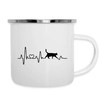 Cat Heartbeat Pulse Dear Cat Friend - Camper Mug - white - Right