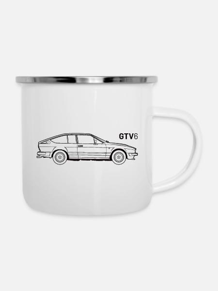Alfa GTV6 - Emaille-Tasse - Weiß