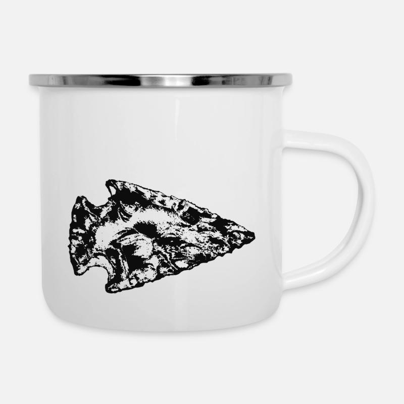Pfeilspitze - Emaille-Tasse - Weiß