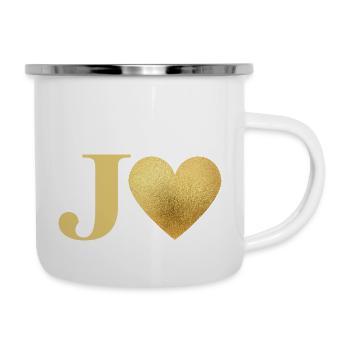 Buchstabe j Goldenes Herz - Emaille-Tasse - Weiß - Rechts