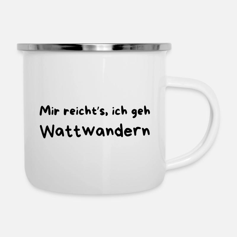 Wattwandern - Emaille-Tasse - Weiß