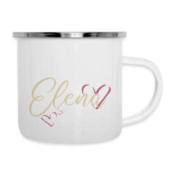 Elena Surname First name Calligraphy Heart - Camper Mug - white - Right