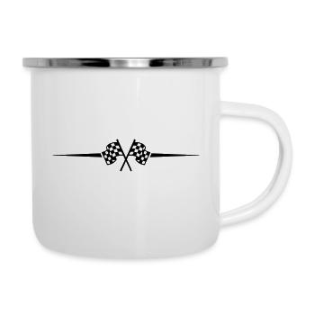 Icône de course de drapeau de course - Tasse émaillée - blanc - Droite
