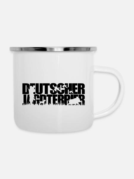 DEUTSCHER JAGDTERRIER Jagdhund - Emaille-Tasse - Weiß