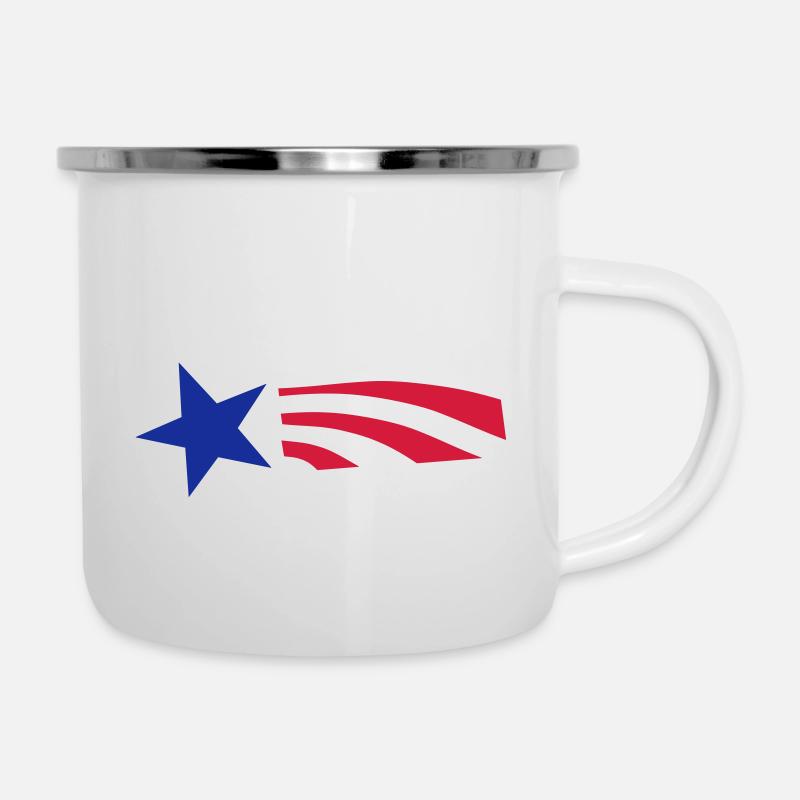 Star and Stripes - Emaille-Tasse - Weiß