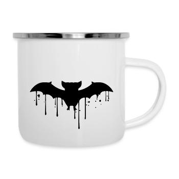 tropfen nass graffiti silouette flughund fledermau - Emaille-Tasse - Weiß - Rechts