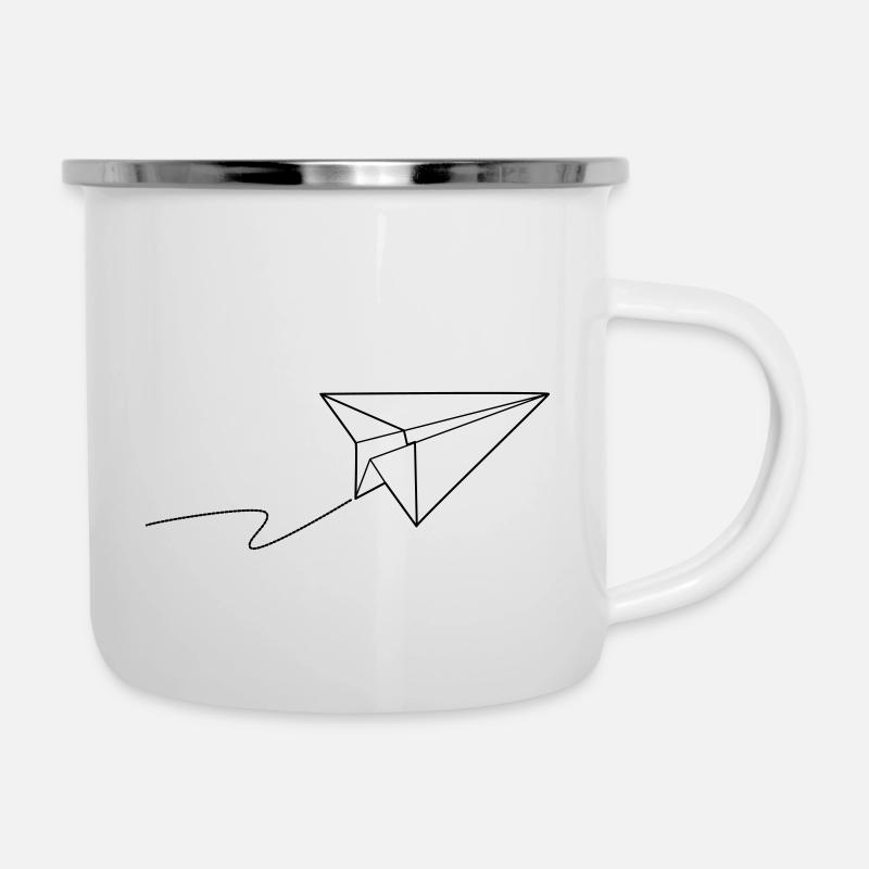 Papierflieger - Fly away - Emaille-Tasse - Weiß