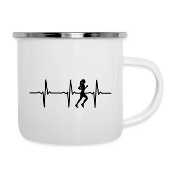 Heartbeat Running - Emaille-Tasse - Weiß - Rechts
