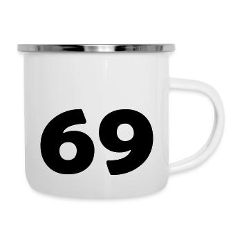 69 - Emaille-Tasse - Weiß - Rechts