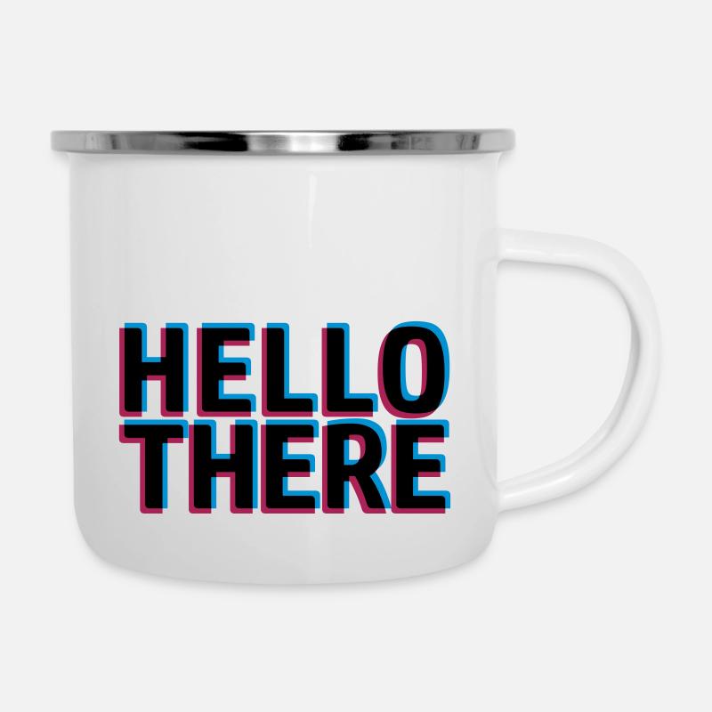 3D Effekt Hello - Emaille-Tasse - Weiß
