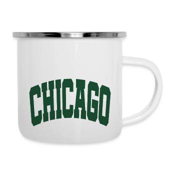Chicago Schriftzug grün - Emaille-Tasse - Weiß - Rechts
