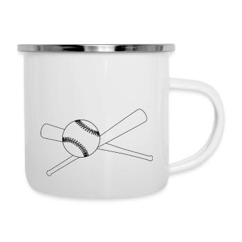 Baseball et 2 battes - Tasse émaillée - blanc - Droite