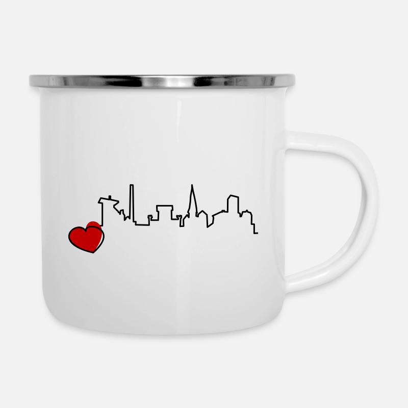 Hattingen mit Herz - Emaille-Tasse - Weiß