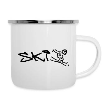 Ski alpin d’hiver - Tasse émaillée - blanc - Droite