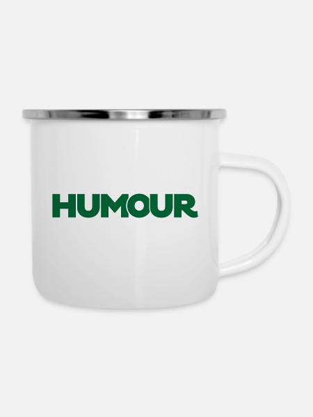 Humor - Emaille-Tasse - Weiß