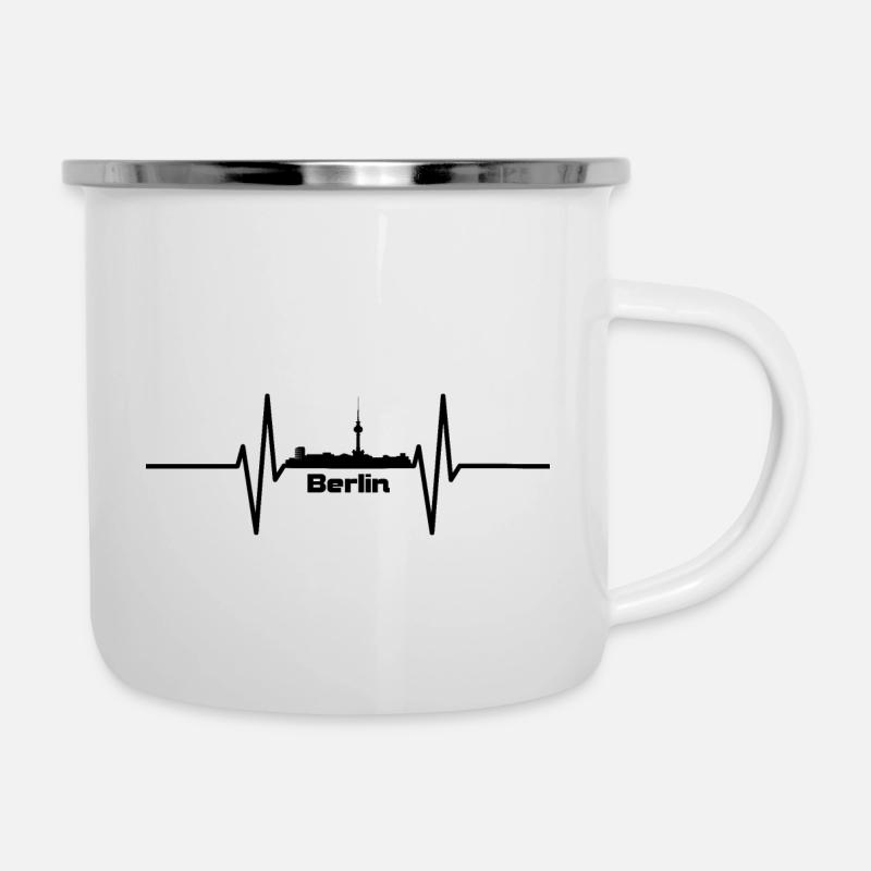 Battement de cœur avec Skyline Berlin - Tasse émaillée - blanc